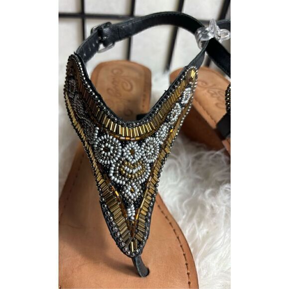 Naughty Monkey Black Beaded Wedge Sandals - Picture 3 of 8